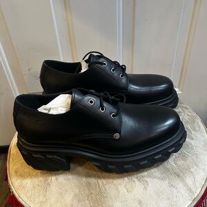 Size12- Off-White men’s Exploration Black Leather Men's Oxfords shoes